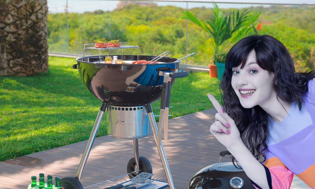 Mi beim Grillen im Garten