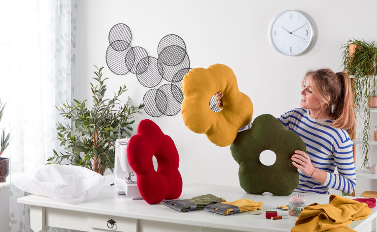 Blume Bodenkissen 50cm - Rosa Gänseblümchen Sitzkissen Für Wohnzimmer