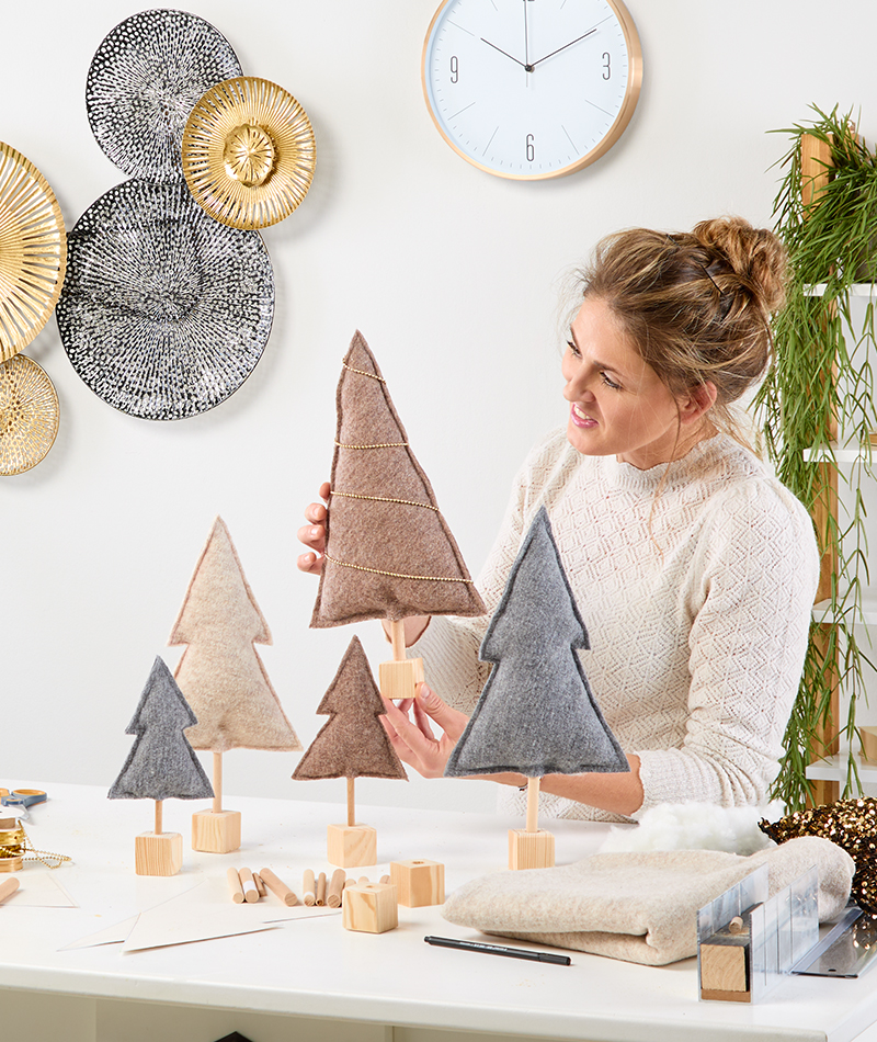 Tannenbäume aus Stoff selber machen