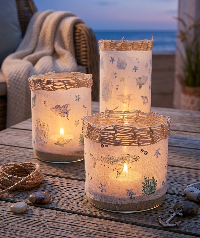Maritimes Windlicht selber machen